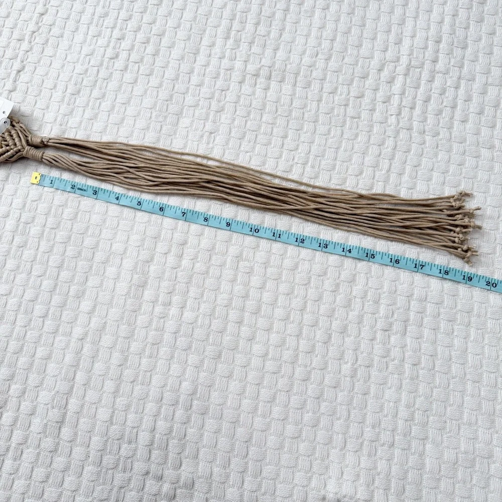 NWT Macrame Boho Woven Rattan Straw Rope Braid Waist Belt Khaki Tan